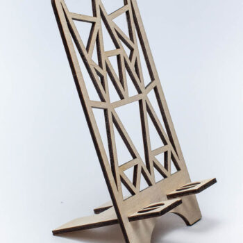 Intra απο ξύλο plywood  Χρώμα wenge 3mm-4mm πάχος - Γεωμετρική βάση τηλεφώνου Δίασταση 20x20 cm INTRAFABR-109298767 - Image 1