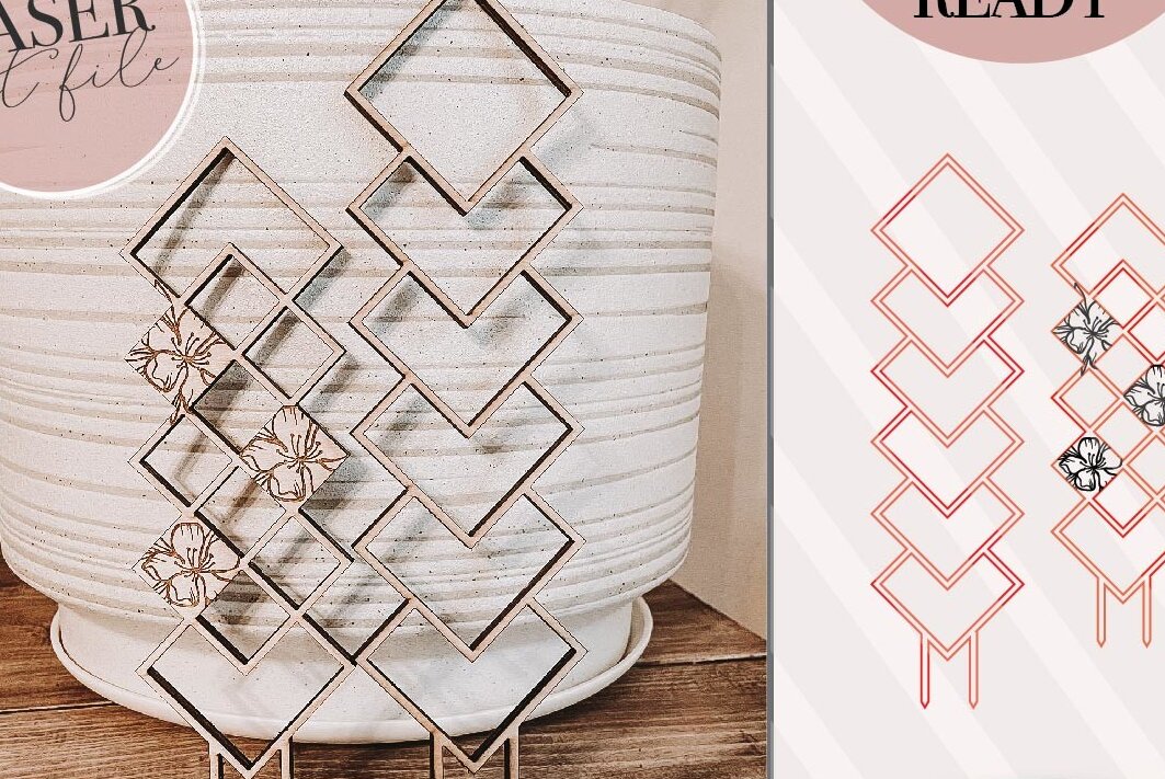 Intra απο ξύλο plywood  Χρώμα wenge 3mm-4mm πάχος - Geometric Plant Stake Δίασταση 4x4 cm INTRAFABR-109379831