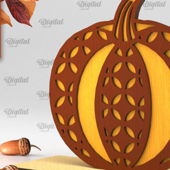 Intra απο ξύλο plywood  Χρώμα wenge 3mm-4mm πάχος - Γεωμετρική κολοκύθας. Φθινοπωρινή κολοκύθα Δίασταση 15x15 cm INTRAFABR-109427512 - Image 1