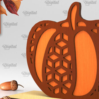 Intra απο ξύλο plywood  Χρώμα wenge 3mm-4mm πάχος - Γεωμετρική κολοκύθας. Φθινοπωρινή κολοκύθα Δίασταση 15x15 cm INTRAFABR-109517025 - Image 1