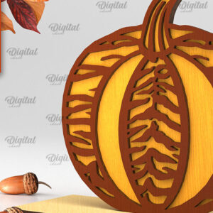 Intra απο ξύλο plywood  Χρώμα wenge 3mm-4mm πάχος - Γεωμετρική κολοκύθας. Φθινοπωρινή κολοκύθα Δίασταση 15x15 cm INTRAFABR-109517102