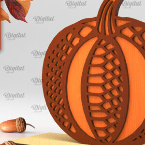 Intra απο ξύλο plywood  Χρώμα wenge 3mm-4mm πάχος - Γεωμετρική κολοκύθας. Φθινοπωρινή κολοκύθα Δίασταση 15x15 cm INTRAFABR-109626741