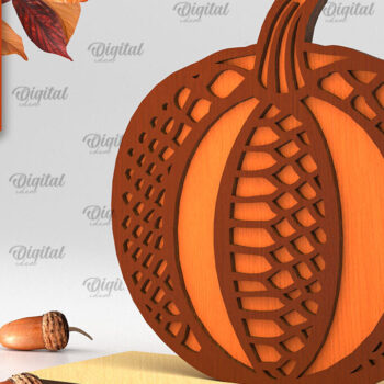 Intra απο ξύλο plywood  Χρώμα wenge 3mm-4mm πάχος - Γεωμετρική κολοκύθας. Φθινοπωρινή κολοκύθα Δίασταση 15x15 cm INTRAFABR-109626741 - Image 1