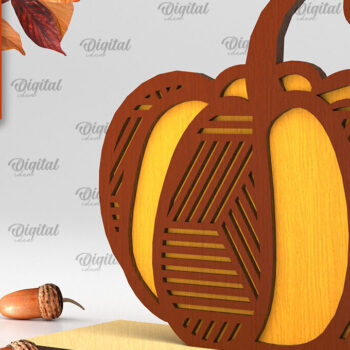 Intra απο ξύλο plywood  Χρώμα wenge 3mm-4mm πάχος - Γεωμετρική κολοκύθας. Φθινοπωρινή κολοκύθα Δίασταση 15x15 cm INTRAFABR-122808717 - Image 1