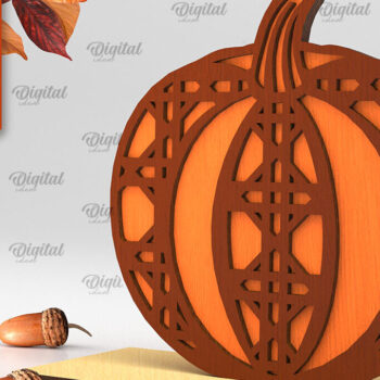 Intra απο ξύλο plywood  Χρώμα wenge 3mm-4mm πάχος - Δέσμη κοπής με λέιζερ γεωμετρικών κολοκύθες Δίασταση 15x15 cm INTRAFABR-98183247 - Image 7