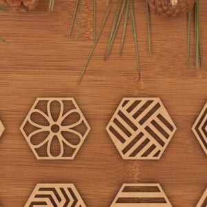 Intra απο ξύλο plywood  Χρώμα wenge 3mm-4mm πάχος - Πακέτο σχεδίασης γεωμετρικών σουβέρ Trivet Δίασταση 30x20 cm INTRAFABR-98183137