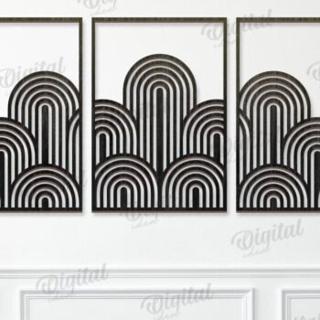 Intra απο ξύλο plywood  Χρώμα wenge 3mm-4mm πάχος - Γεωμετρικό Σετ Τέχνης Τοίχου Δίασταση 40x50 cm INTRAFABR-98183062 - Image 1