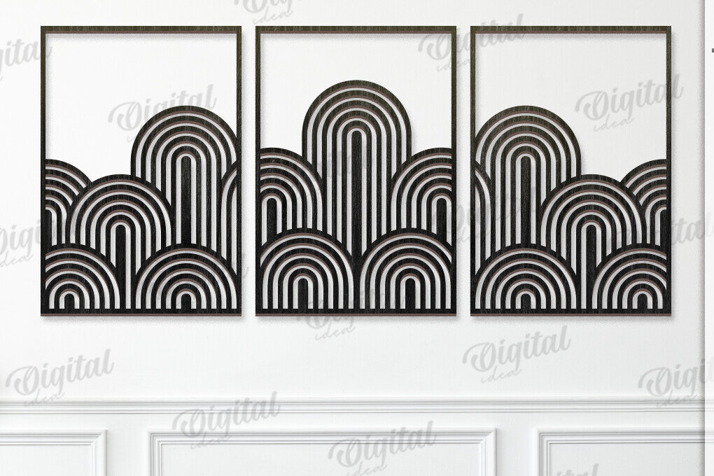 Intra απο ξύλο plywood  Χρώμα wenge 3mm-4mm πάχος - Γεωμετρικό Σετ Τέχνης Τοίχου Δίασταση 40x50 cm INTRAFABR-98183062