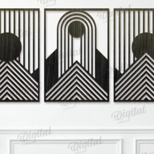 Intra απο ξύλο plywood  Χρώμα wenge 3mm-4mm πάχος - Γεωμετρικό Σετ Τέχνης Τοίχου Δίασταση 40x50 cm INTRAFABR-98183044