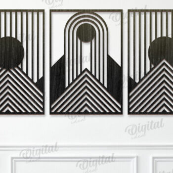 Intra απο ξύλο plywood  Χρώμα wenge 3mm-4mm πάχος - Γεωμετρικό Σετ Τέχνης Τοίχου Δίασταση 40x50 cm INTRAFABR-98183044 - Image 1