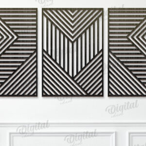 Intra απο ξύλο plywood  Χρώμα wenge 3mm-4mm πάχος - Γεωμετρικό Σετ Τέχνης Τοίχου Δίασταση 40x50 cm INTRAFABR-98182937