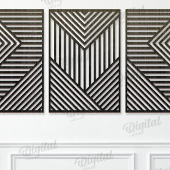 Intra απο ξύλο plywood  Χρώμα wenge 3mm-4mm πάχος - Γεωμετρικό Σετ Τέχνης Τοίχου Δίασταση 40x50 cm INTRAFABR-98182937 - Image 1