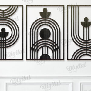 Intra απο ξύλο plywood  Χρώμα wenge 3mm-4mm πάχος - Γεωμετρικό Σετ Τέχνης Τοίχου Δίασταση 40x50 cm INTRAFABR-98182918