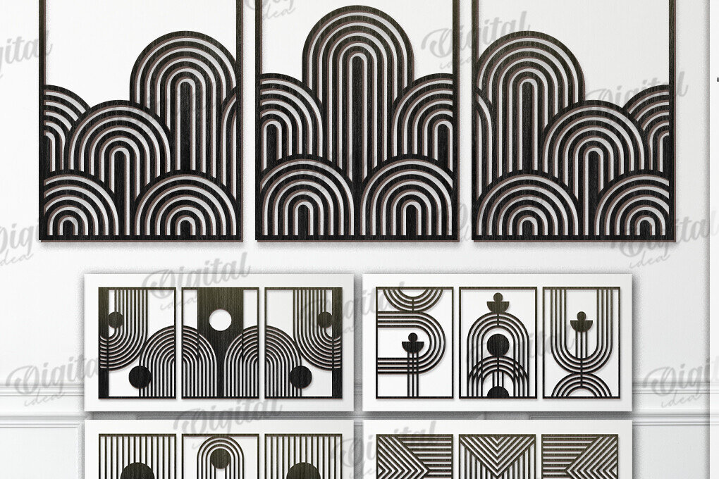 Intra απο ξύλο plywood  Χρώμα wenge 3mm-4mm πάχος - Γεωμετρικά σετ τέχνης τοίχου Πακέτο κοπής με λέιζερ Δίασταση 40x50 cm INTRAFABR-98182887