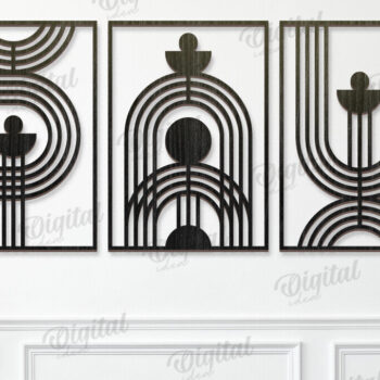 Intra απο ξύλο plywood  Χρώμα wenge 3mm-4mm πάχος - Γεωμετρικά σετ τέχνης τοίχου Πακέτο κοπής με λέιζερ Δίασταση 40x50 cm INTRAFABR-98182887 - Image 3