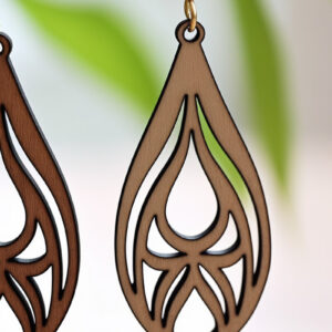 Intra απο ξύλο plywood  Χρώμα wenge 3mm-4mm πάχος - Γεωμετρικό πρότυπο ξύλινο σκουλαρίκι Δίασταση 3x3 cm INTRAFABR-98182807