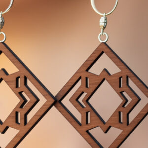 Intra απο ξύλο plywood  Χρώμα wenge 3mm-4mm πάχος - Γεωμετρικό πρότυπο ξύλινο σκουλαρίκι Δίασταση 3x3 cm INTRAFABR-98182781