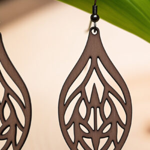 Intra απο ξύλο plywood  Χρώμα wenge 3mm-4mm πάχος - Γεωμετρικό πρότυπο ξύλινο σκουλαρίκι Δίασταση 3x3 cm INTRAFABR-98182714