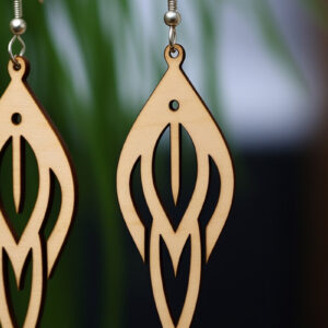 Intra απο ξύλο plywood  Χρώμα wenge 3mm-4mm πάχος - Γεωμετρικό πρότυπο ξύλινο σκουλαρίκι Δίασταση 3x3 cm INTRAFABR-98182691