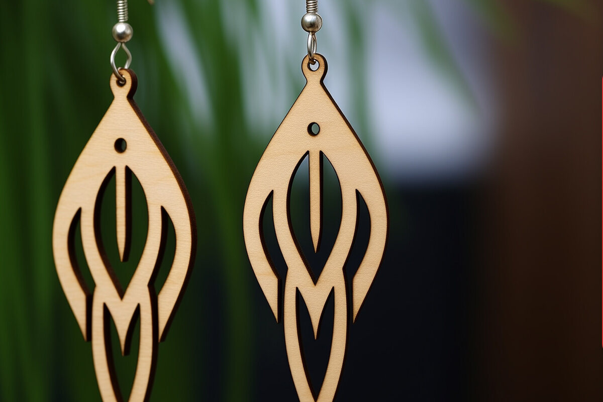 Intra απο ξύλο plywood  Χρώμα wenge 3mm-4mm πάχος - Γεωμετρικό πρότυπο ξύλινο σκουλαρίκι Δίασταση 3x3 cm INTRAFABR-98182691