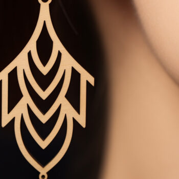 Intra απο ξύλο plywood Χρώμα wenge 3mm-4mm πάχος - Γεωμετρικό πρότυπο ξύλινο σκουλαρίκι Δίασταση 3x3 cm INTRAFABR-90684477 - Image 1