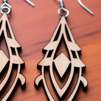 Intra απο ξύλο plywood  Χρώμα wenge 3mm-4mm πάχος - Γεωμετρικό πρότυπο ξύλινο σκουλαρίκι Δίασταση 3x3 cm INTRAFABR-24973386 - Image 1