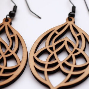 Intra απο ξύλο plywood  Χρώμα wenge 3mm-4mm πάχος - Γεωμετρικό πρότυπο ξύλινο σκουλαρίκι Δίασταση 3x3 cm INTRAFABR-99023855