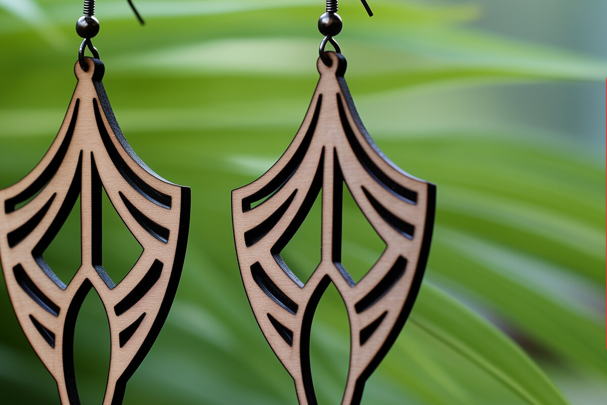 Intra απο ξύλο plywood  Χρώμα wenge 3mm-4mm πάχος - Γεωμετρικό πρότυπο ξύλινο σκουλαρίκι Δίασταση 3x3 cm INTRAFABR-109465651