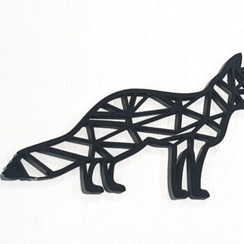 Intra απο ξύλο plywood  Χρώμα wenge 3mm-4mm πάχος - Γεωμετρική ξύλινη τέχνη τοίχου αλεπού Δίασταση 30x20 cm INTRAFABR-98239127 - Image 3