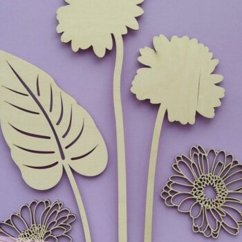 Intra απο ξύλο plywood  Χρώμα wenge 3mm-4mm πάχος - Ζέρμπερα Νταίζη Δίασταση 20x20 cm INTRAFABR-76974438 - Image 5