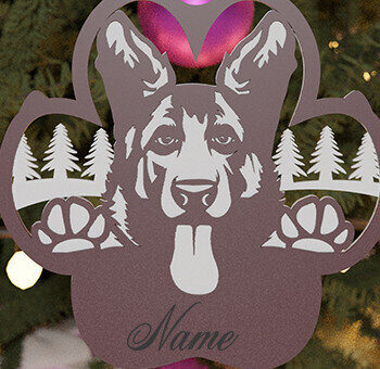 Intra απο ξύλο plywood  Χρώμα wenge 3mm-4mm πάχος - Χριστουγεννιάτικο στολίδι Γερμανικού Ποιμενικού Δίασταση 6x6 cm INTRAFABR-76974518 - Image 1