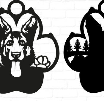 Intra απο ξύλο plywood  Χρώμα wenge 3mm-4mm πάχος - Χριστουγεννιάτικο στολίδι Γερμανικού Ποιμενικού Δίασταση 6x6 cm INTRAFABR-76974518 - Image 2