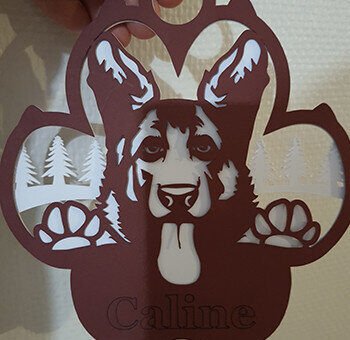 Intra απο ξύλο plywood  Χρώμα wenge 3mm-4mm πάχος - Χριστουγεννιάτικο στολίδι Γερμανικού Ποιμενικού Δίασταση 6x6 cm INTRAFABR-76974518 - Image 3