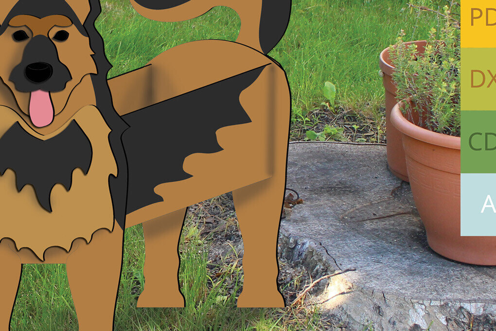 Intra απο ξύλο plywood  Χρώμα wenge 3mm-4mm πάχος - Κάτοχος γλάστρας German Shepherd Planter Dog Δίασταση 20x20 cm INTRAFABR-76974653