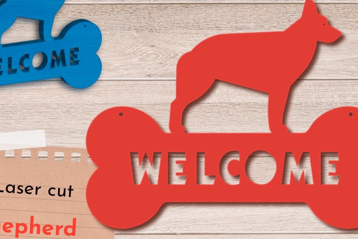 Intra απο ξύλο plywood  Χρώμα wenge 3mm-4mm πάχος - Σήμα καλωσορίσματος Γερμανικού Ποιμενικού, ιδιοκτήτης σκύλου Δίασταση 30x20 cm INTRAFABR-76974671