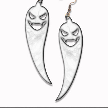 Intra απο ξύλο plywood  Χρώμα wenge 3mm-4mm πάχος - Ghost Earrings | κοπής με λέιζερ Δίασταση 3x3 cm INTRAFABR-67330591 - Image 1