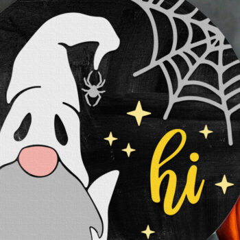 Intra απο ξύλο plywood  Χρώμα wenge 3mm-4mm πάχος - Ghost Gnome , Halloween Door Sign DXF Δίασταση 4x4 cm INTRAFABR-93810462 - Image 1