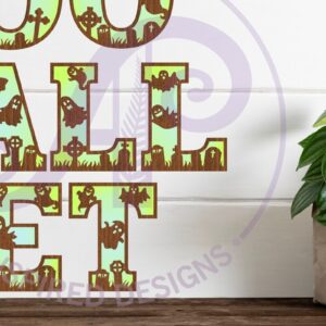 Intra απο ξύλο plywood  Χρώμα wenge 3mm-4mm πάχος - Σετ γραμμάτων αλφάβητου Ghost Halloween. 35 Δίασταση 15x15 cm INTRAFABR-33518915