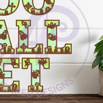 Intra απο ξύλο plywood  Χρώμα wenge 3mm-4mm πάχος - Σετ γραμμάτων αλφάβητου Ghost Halloween. 35 Δίασταση 15x15 cm INTRAFABR-33518915 - Image 1