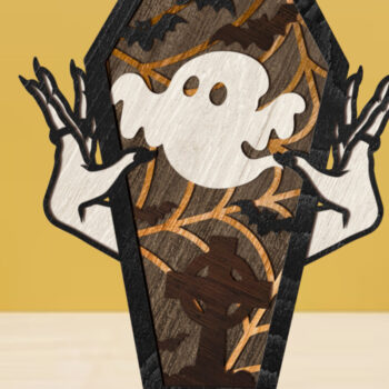 Intra απο ξύλο plywood  Χρώμα wenge 3mm-4mm πάχος - Διακόσμηση αποκριών φάντασμα φάντασμα Δίασταση 8x13 cm INTRAFABR-123755291 - Image 1