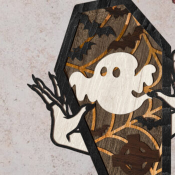 Intra απο ξύλο plywood  Χρώμα wenge 3mm-4mm πάχος - Διακόσμηση αποκριών φάντασμα φάντασμα Δίασταση 8x13 cm INTRAFABR-123755291 - Image 2