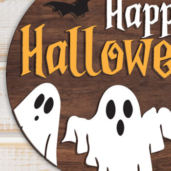 Intra απο ξύλο plywood  Χρώμα wenge 3mm-4mm πάχος - Ghost Halloween Door Hanger Δίασταση 15x15 cm INTRAFABR-9308494 - Image 2