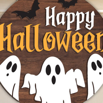 Intra απο ξύλο plywood  Χρώμα wenge 3mm-4mm πάχος - Ghost Halloween Door Hanger Δίασταση 15x15 cm INTRAFABR-9308494 - Image 3