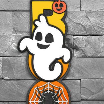 Intra απο ξύλο plywood  Χρώμα wenge 3mm-4mm πάχος - λέιζερ κοπής πινακίδας αποκριών φάντασμα Δίασταση 20x20 cm INTRAFABR-81016581 - Image 2