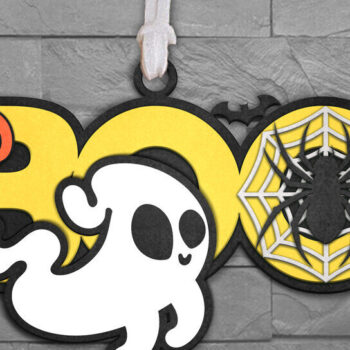 Intra απο ξύλο plywood  Χρώμα wenge 3mm-4mm πάχος - λέιζερ κοπής πινακίδας αποκριών φάντασμα Δίασταση 20x20 cm INTRAFABR-81016581 - Image 3