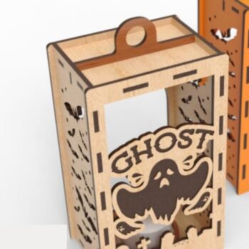 Intra απο ξύλο plywood  Χρώμα wenge 3mm-4mm πάχος - Ghost Halloween | κοπής Laser Lantern Δίασταση 4x4 cm INTRAFABR-84132434 - Image 2