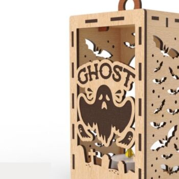 Intra απο ξύλο plywood  Χρώμα wenge 3mm-4mm πάχος - Ghost Halloween | κοπής Laser Lantern Δίασταση 4x4 cm INTRAFABR-84132434 - Image 4