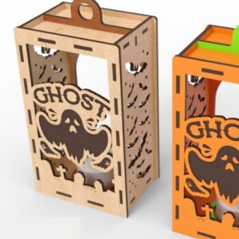 Intra απο ξύλο plywood  Χρώμα wenge 3mm-4mm πάχος - Ghost Halloween | κοπής Laser Lantern Δίασταση 4x4 cm INTRAFABR-84132434 - Image 6