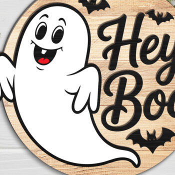 Intra απο ξύλο plywood  Χρώμα wenge 3mm-4mm πάχος - Ghost Halloween Sign Δίασταση 15x15 cm INTRAFABR-124578508 - Image 1