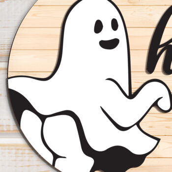 Intra απο ξύλο plywood  Χρώμα wenge 3mm-4mm πάχος - αποκοπής πινακίδων καλωσορίσματος Ghost Halloween Δίασταση 15x15 cm INTRAFABR-38996110 - Image 2